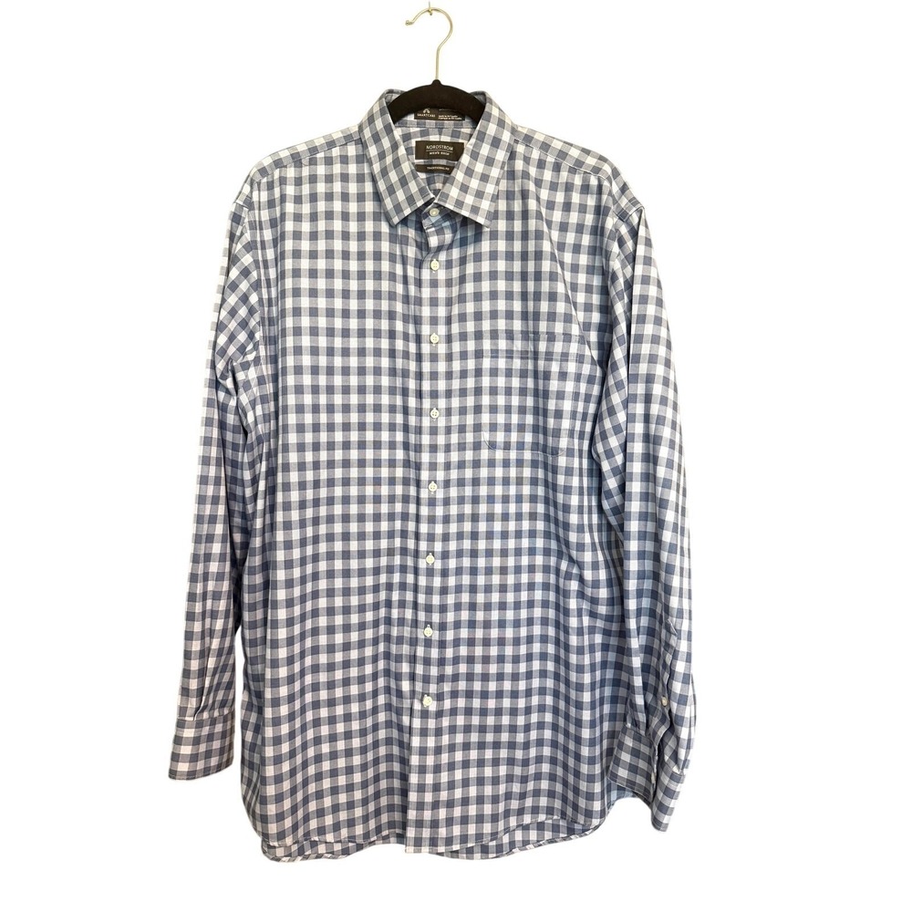 Nordstrom Mens‎ Casual Button Shirt 17 1/2 Wrinkle-Free Long Sleeve Timeless